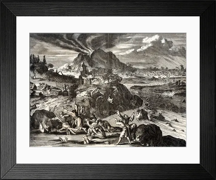 Framed Print : Eruption of Shirane-san and earthquake at Edo (Tokyo), Japan, 1650 Framed Print : Eruption of Shirane-san and earthquake at Edo (Tokyo), Japan, 1650