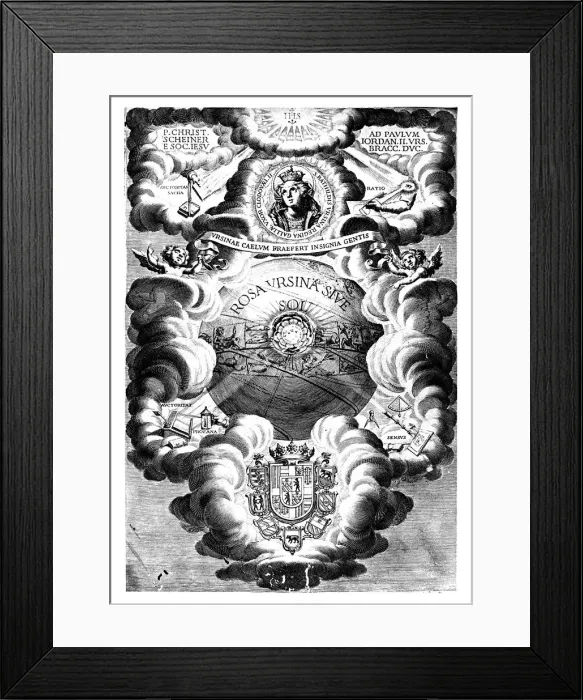 Framed Print : Half-title of Rosa Ursina, by Christopher Scheiner, 1630 Framed Print : Half-title of Rosa Ursina, by Christopher Scheiner, 1630
