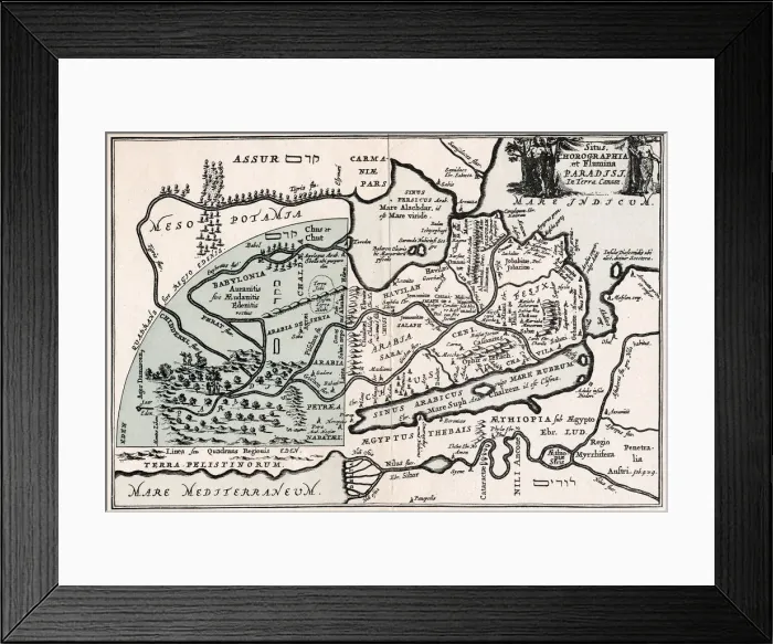 Framed Print : Map showing the supposed location of Paradise Framed Print : Map showing the supposed location of Paradise