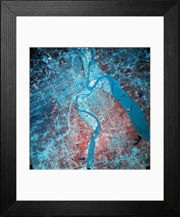 Framed Print : Infrared photograph of the confluence of the Missouri and Kansas rivers, USA, 19 July 1993 Framed Print : Infrared photograph of the confluence of the Missouri and Kansas rivers, USA, 19 July 1993