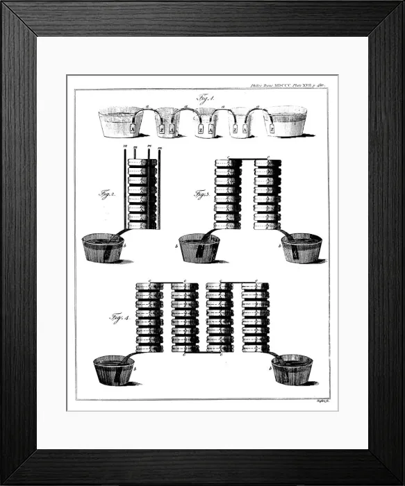 Framed Print : Alessandro Voltas wet pile battery, 1800 Framed Print : Alessandro Voltas wet pile battery, 1800