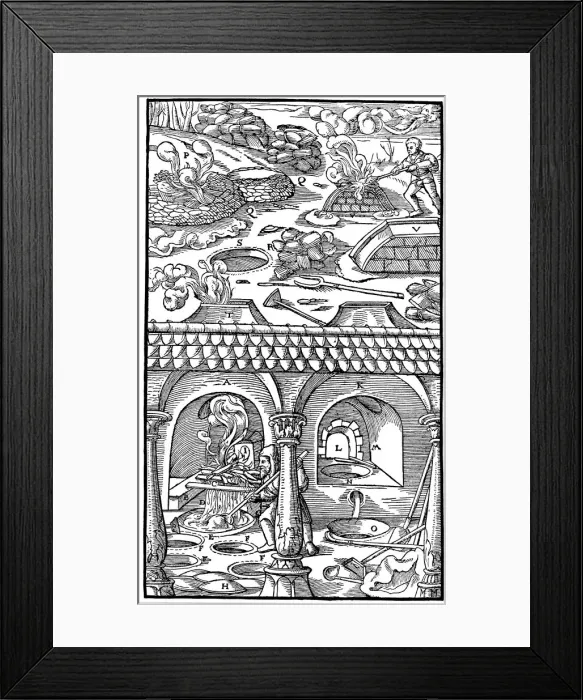 Framed Print : Lead smelting, 1556 Framed Print : Lead smelting, 1556