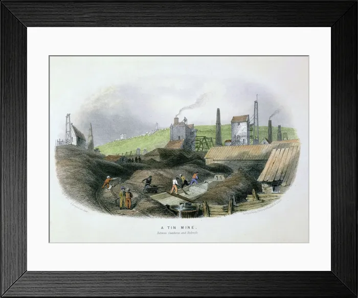 Framed Print : Tin mine between Camborne and Redruth, Cornwall, c1860 Framed Print : Tin mine between Camborne and Redruth, Cornwall, c1860