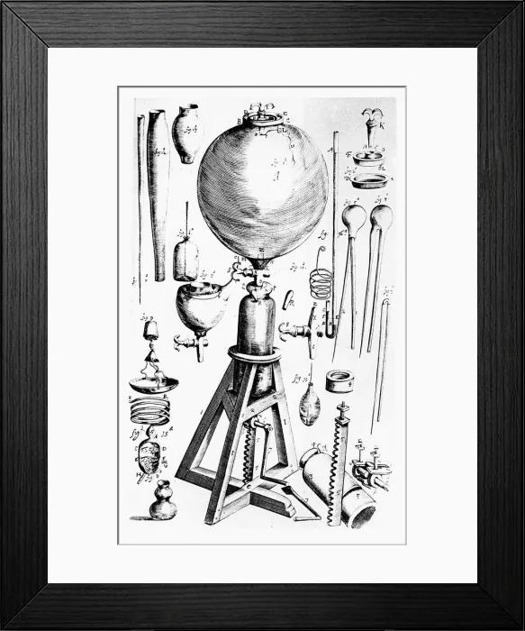 Framed Print : Air pump built for Robert Boyle by Robert Hooke, 1660 Framed Print : Air pump built for Robert Boyle by Robert Hooke, 1660