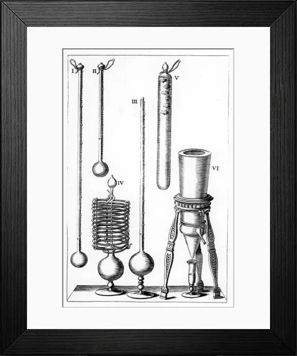 Framed Print : Early thermometers, 1691 Framed Print : Early thermometers, 1691