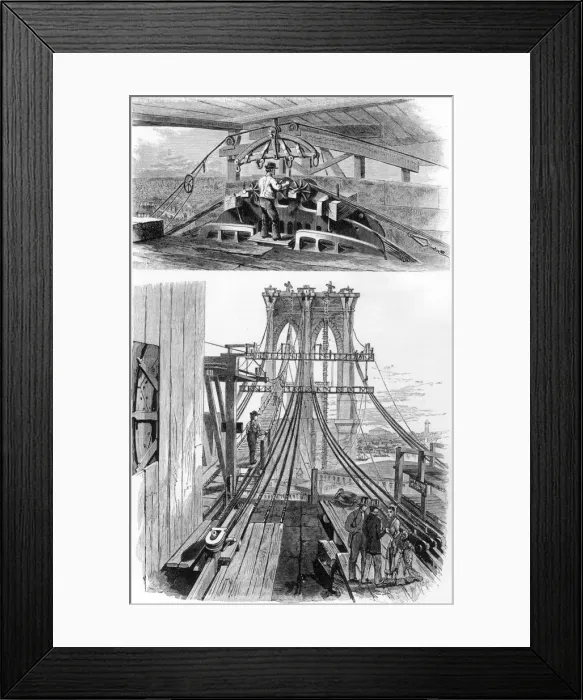 Framed Print : Construction of the Brooklyn Suspension Bridge, New York, USA, 1880 Framed Print : Construction of the Brooklyn Suspension Bridge, New York, USA, 1880