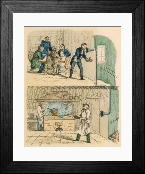 Framed Print : Communication by speaking tube, c1850 Framed Print : Communication by speaking tube, c1850