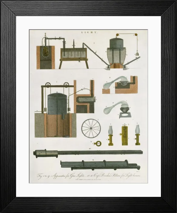 Framed Print : Gas lighting, 1814 Framed Print : Gas lighting, 1814