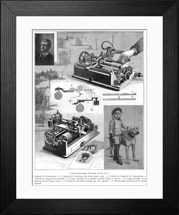Framed Print : Facsimile or copying telegraph system by Amstutz of Cleveland, Ohio, USA, 1896 Framed Print : Facsimile or copying telegraph system by Amstutz of Cleveland, Ohio, USA, 1896