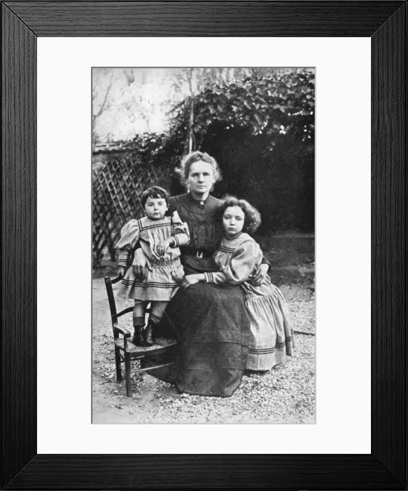 Framed Print : Marie Curie, Polish-born French physicist, with her daughters Eve and Irene, 1908 Framed Print : Marie Curie, Polish-born French physicist, with her daughters Eve and Irene, 1908
