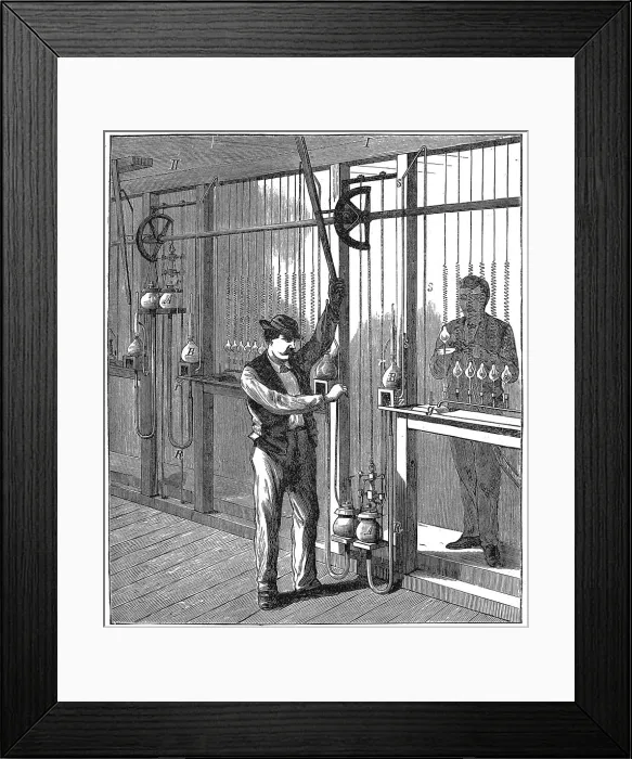 Framed Print : Manufacturing electric light bulbs, c1883 (1896) Framed Print : Manufacturing electric light bulbs, c1883 (1896)