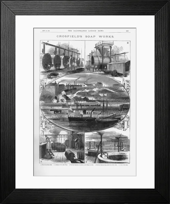 Framed Print : Joseph Crosfield & Sons soap factory at Bank Quarry, Warrington, Cheshire, 1886 Framed Print : Joseph Crosfield & Sons soap factory at Bank Quarry, Warrington, Cheshire, 1886