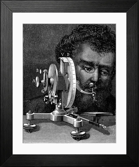 Framed Print : William Wollastons reflecting goniometer for measuring the angles of crystals, 1874 Framed Print : William Wollastons reflecting goniometer for measuring the angles of crystals, 1874