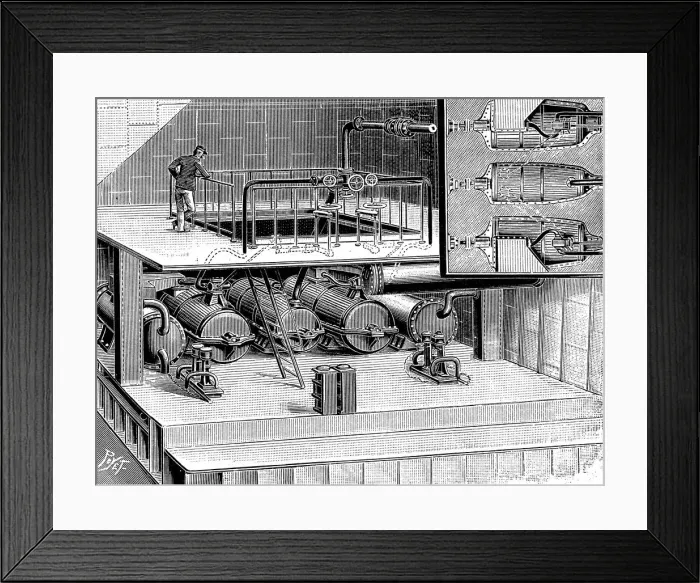 Framed Print : Steam turbines fitted into the Dover packet boat Queen, 1904 Framed Print : Steam turbines fitted into the Dover packet boat Queen, 1904