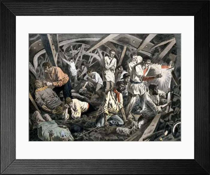 Framed Print : Coal miners trapped underground by a roof fall, Courrieres Mines, Pas-de-Calais, France, 1906 Framed Print : Coal miners trapped underground by a roof fall, Courrieres Mines, Pas-de-Calais, France, 1906