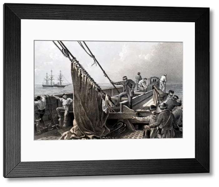 Framed Print : Laying the transatlantic telegraph cable, 1865 (1866) Framed Print : Laying the transatlantic telegraph cable, 1865 (1866)