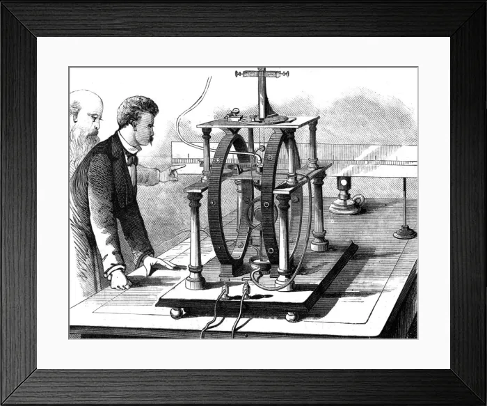 Framed Print : Thomas Edisons improved form of JW Trowbridges electric dynamometer, 1879 Framed Print : Thomas Edisons improved form of JW Trowbridges electric dynamometer, 1879