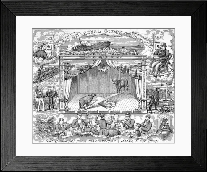 Framed Print : New Year greetings from stockbrokers Mercer Locock to their clients, 1894