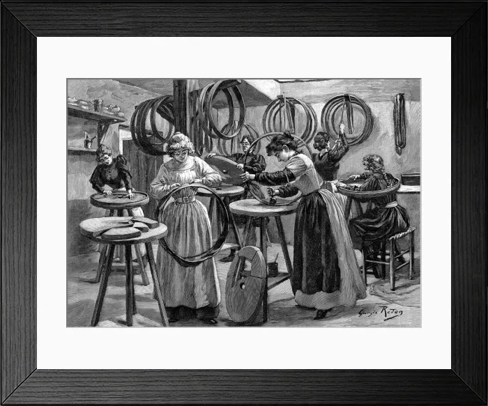 Framed Print : Women making pneumatic tyres for bicycles, France, 1896 Framed Print : Women making pneumatic tyres for bicycles, France, 1896