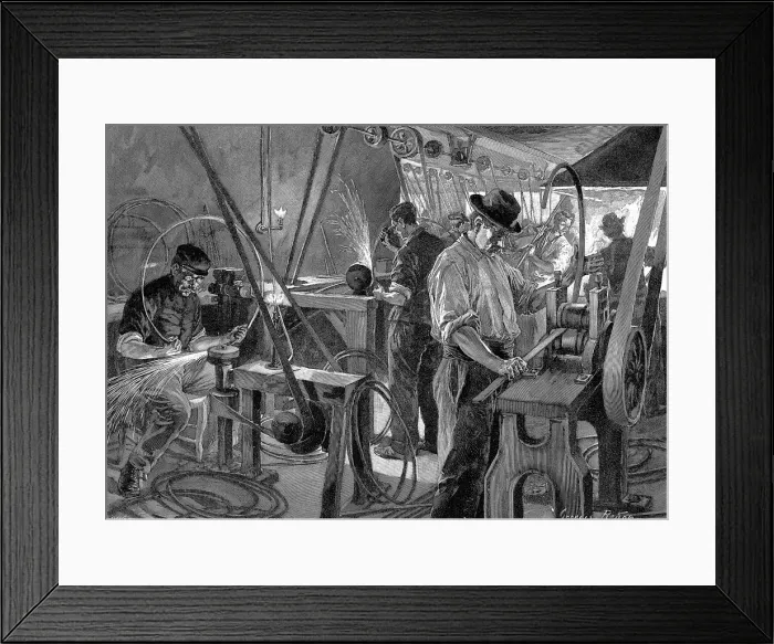 Framed Print : Bicycle manufacture, France, 1896 Framed Print : Bicycle manufacture, France, 1896
