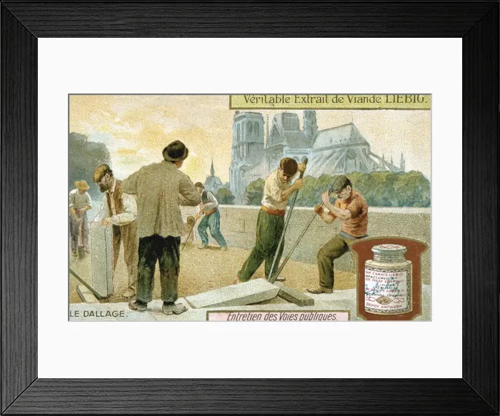 Framed Print : Laying paving slabs in a Paris street, c1900 Framed Print : Laying paving slabs in a Paris street, c1900