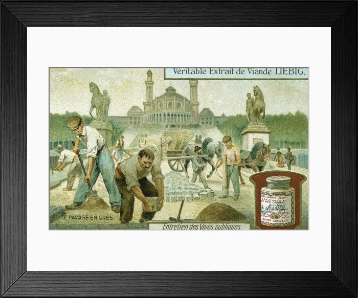 Framed Print : Surfacing a road with granite setts, Paris, c1900 Framed Print : Surfacing a road with granite setts, Paris, c1900