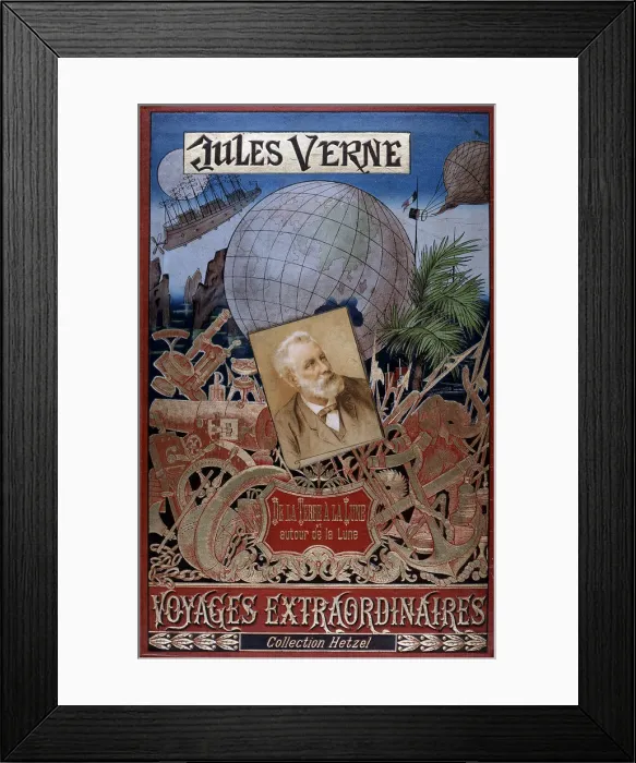 Framed Print : Cover of De la Terre a la Lune and Autour de la Lune, by Jules Verne, c1896 Framed Print : Cover of De la Terre a la Lune and Autour de la Lune, by Jules Verne, c1896