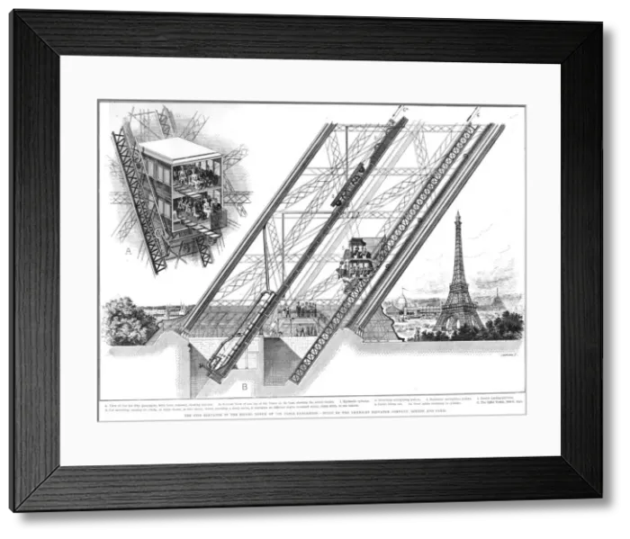 Framed Print : Eiffel Tower elevator, 1889