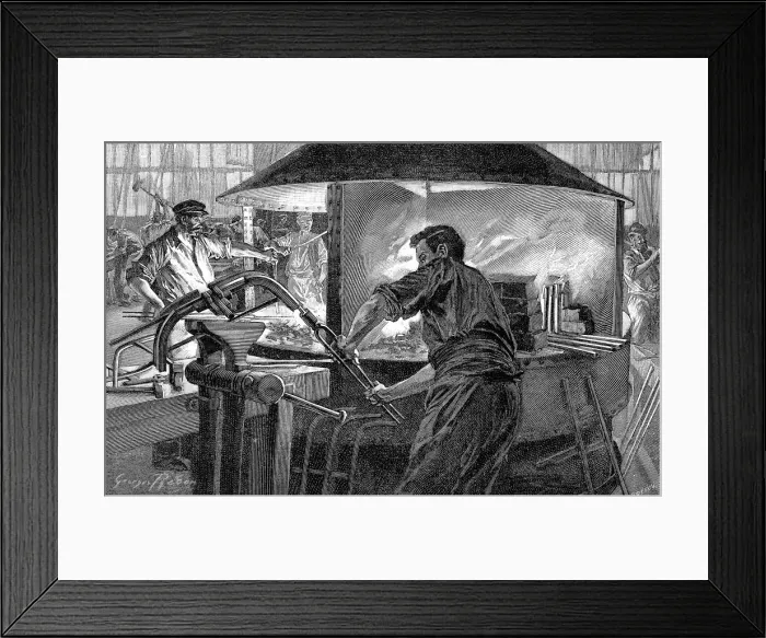 Framed Print : Making bicycle handlebars, France, 1896 Framed Print : Making bicycle handlebars, France, 1896
