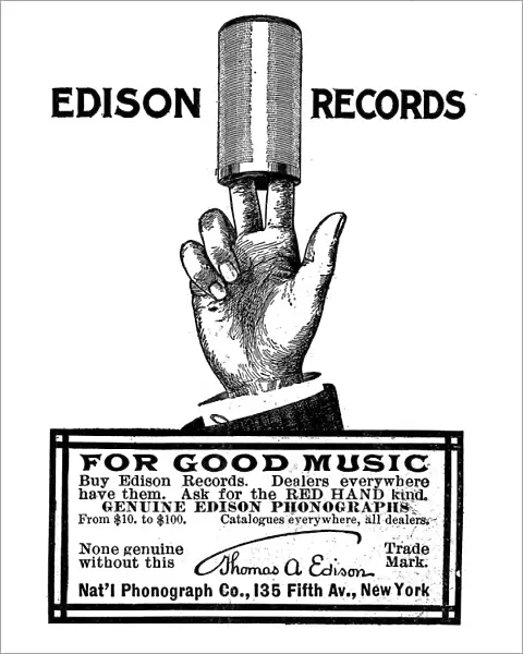 Advertisement for Edison phonograph cylinder recordings, 1900