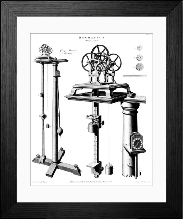 Framed Print : George Atwoods machine for demonstrating the effect of gravity on falling bodies, c1780 Framed Print : George Atwoods machine for demonstrating the effect of gravity on falling bodies, c1780