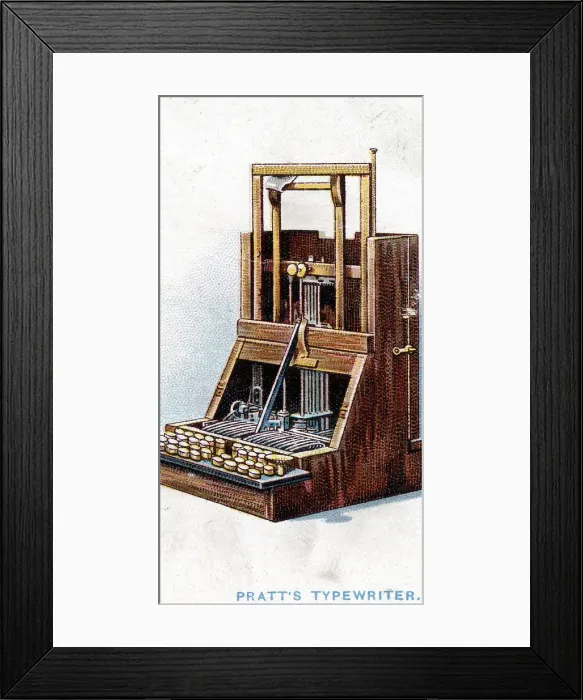 Framed Print : Typewriter patented by John Pratt in 1866 (1915) Framed Print : Typewriter patented by John Pratt in 1866 (1915)