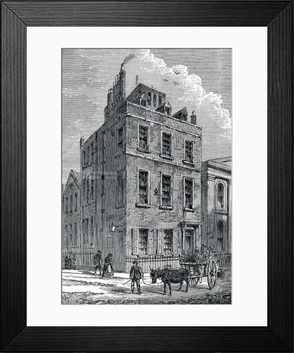 Framed Print : Sir Isaac Newtons house on the corner of Orange and St Martins Streets, London, c1880 Framed Print : Sir Isaac Newtons house on the corner of Orange and St Martins Streets, London, c1880