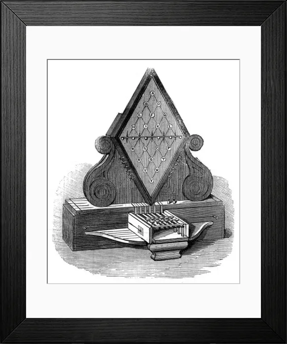 Framed Print : William Cooke and Charles Wheatstones five-needle telegraph, patented 1837, (19th century) Framed Print : William Cooke and Charles Wheatstones five-needle telegraph, patented 1837, (19th century)
