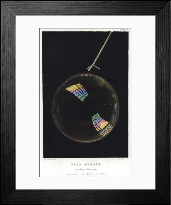 Framed Print : Thomas Young (1773-1829), Thin films illustrated by soap bubble, 1872 Framed Print : Thomas Young (1773-1829), Thin films illustrated by soap bubble, 1872