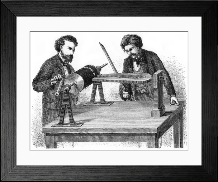 Framed Print : Mid-19th century Phonautograph, 1872 Framed Print : Mid-19th century Phonautograph, 1872