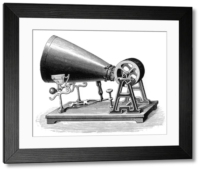 Framed Print : Mid-19th century Phonautograph, c1880 Framed Print : Mid-19th century Phonautograph, c1880