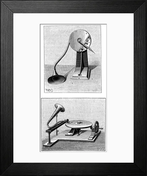 Framed Print : Emile Berliners Gramophone, c1888 Framed Print : Emile Berliners Gramophone, c1888