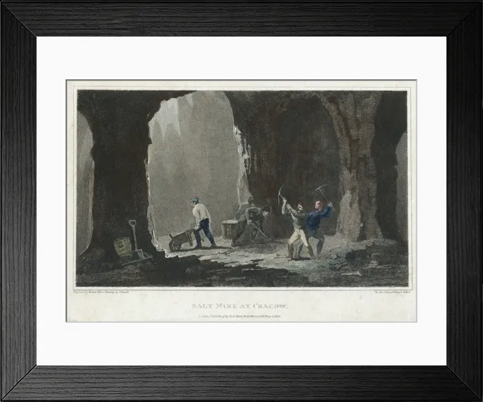 Framed Print : Rock Salt: Miners at work in salt mine near Cracow, Poland, c1820 Framed Print : Rock Salt: Miners at work in salt mine near Cracow, Poland, c1820