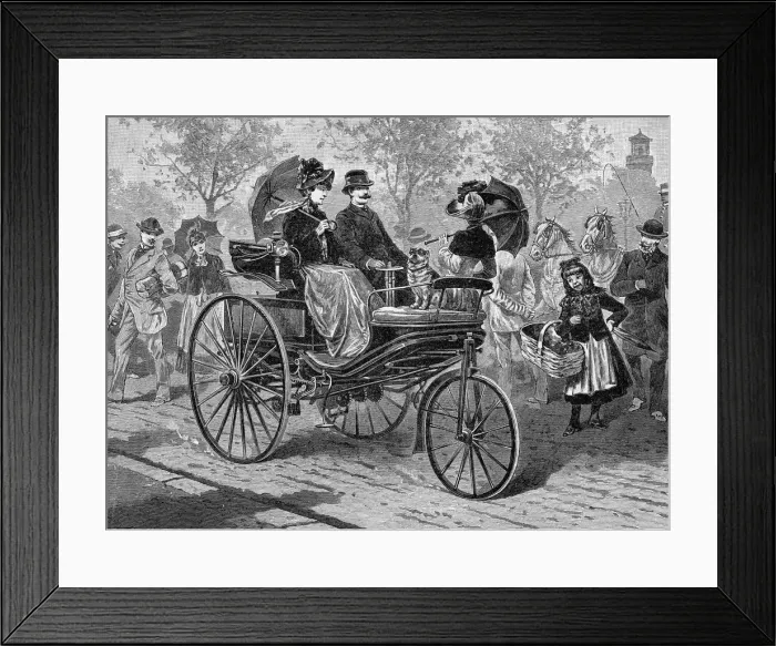 Framed Print : Petrol-driven car by Benz & Co. capable of 16 km per hour, c1890s Framed Print : Petrol-driven car by Benz & Co. capable of 16 km per hour, c1890s