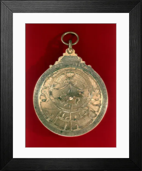 Framed Print : Astrolabe, Arabian navigational instrument, 11th century Framed Print : Astrolabe, Arabian navigational instrument, 11th century