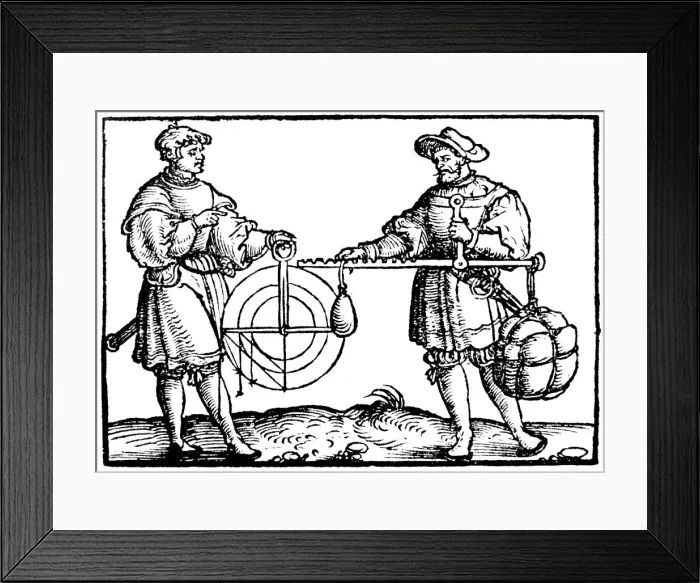 Framed Print : Weighing with a steelyard, 1547. Artist: Gaultherius Rivius Framed Print : Weighing with a steelyard, 1547. Artist: Gaultherius Rivius