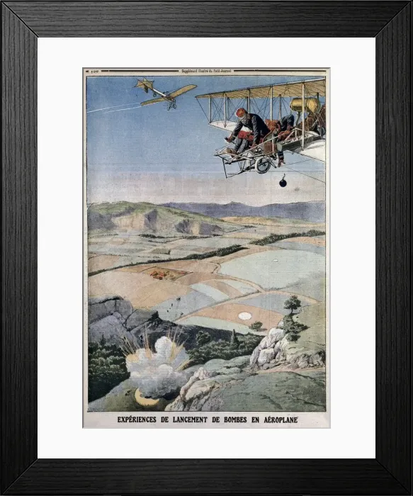 Framed Print : Members of the French air corps on bomb practice at Chalons, 1912 Framed Print : Members of the French air corps on bomb practice at Chalons, 1912