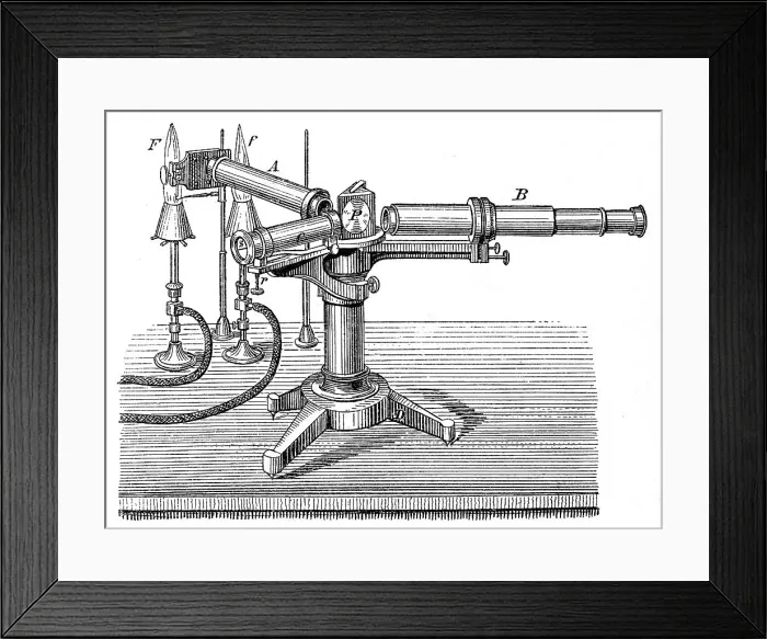 Framed Print : Spectroscopic apparatus used by Robert Wilhelm Bunsen and Gustav Robert Kirchhoff, c1895