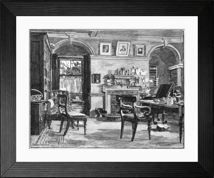 Framed Print : Darwins study at Down House, his home near Beckenham, Kent, 1883 Framed Print : Darwins study at Down House, his home near Beckenham, Kent, 1883