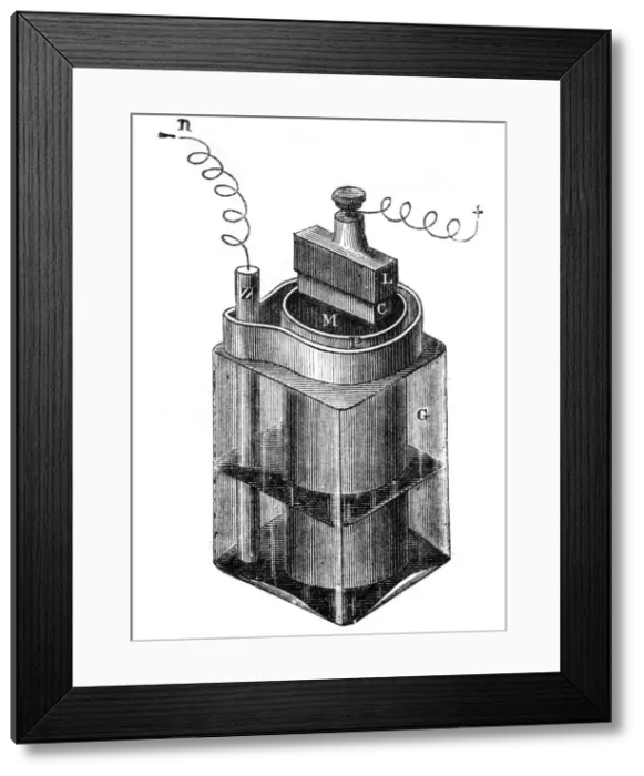 Framed Print : Leclanche wet cell, an early storage battery, 1887