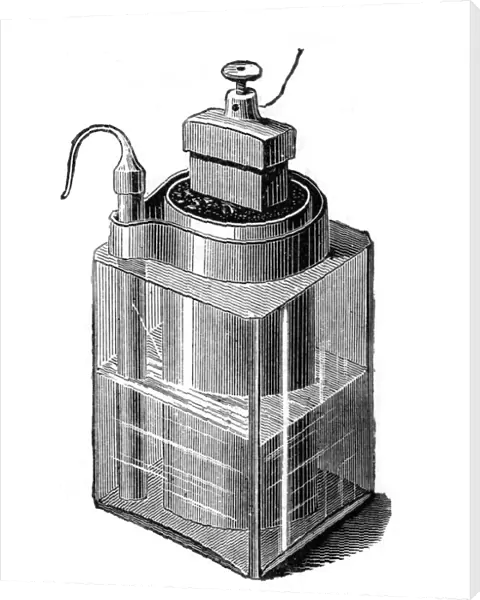 Leclanche wet cell, an early storage battery, 1896