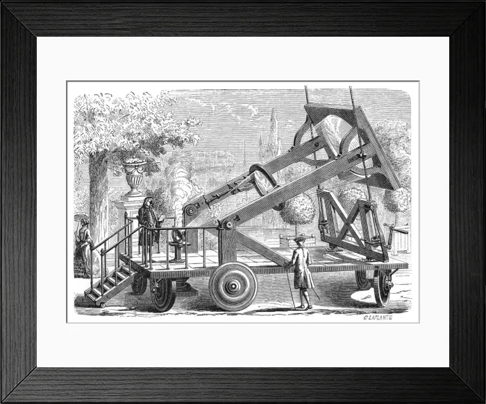 Framed Print : Giant burning glass of the Academie des Sciences, Paris, 18th century, (1874). Artist: Amedee Guillemin Framed Print : Giant burning glass of the Academie des Sciences, Paris, 18th century, (1874). Artist: Amedee Guillemin