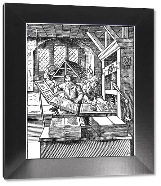 The Printers Workshop, 1568. Artist: Jost Amman