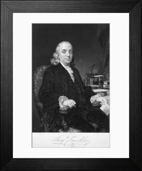 Framed Print : Benjamin Franklin, American scientist, inventor and statesman, late 18th century Framed Print : Benjamin Franklin, American scientist, inventor and statesman, late 18th century
